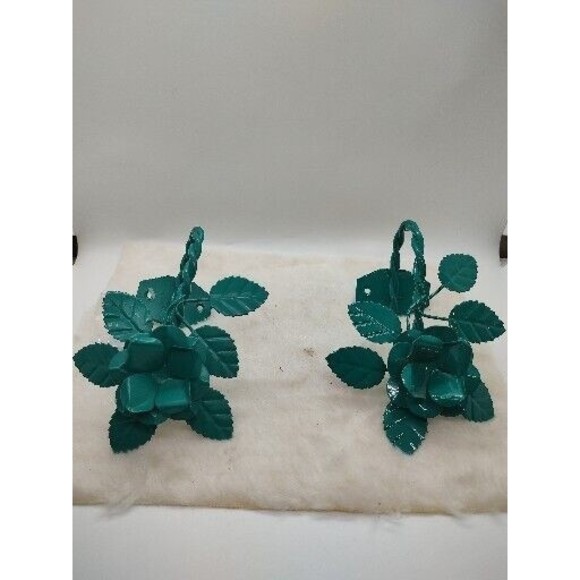 Metal Green Floral &Leaves Curtain Tie Backs With Hardware - Picture 1 of 9
